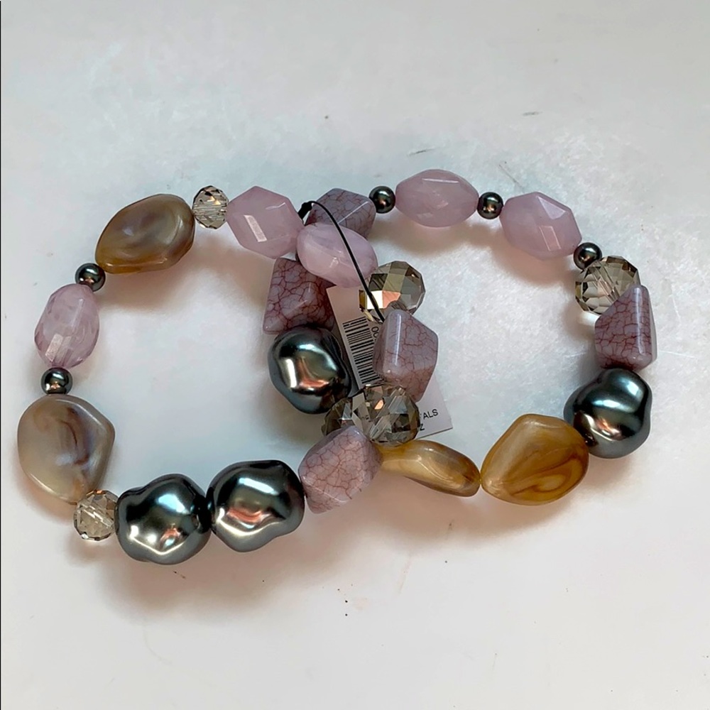Chico’s Lilac Faux Stone Pearl Bead Bracelet Set